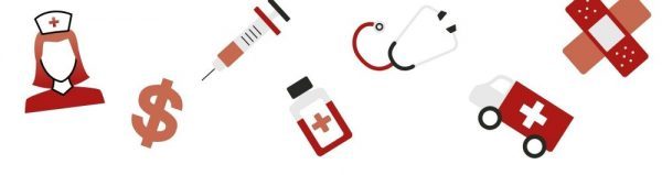 Red and pink medical icons