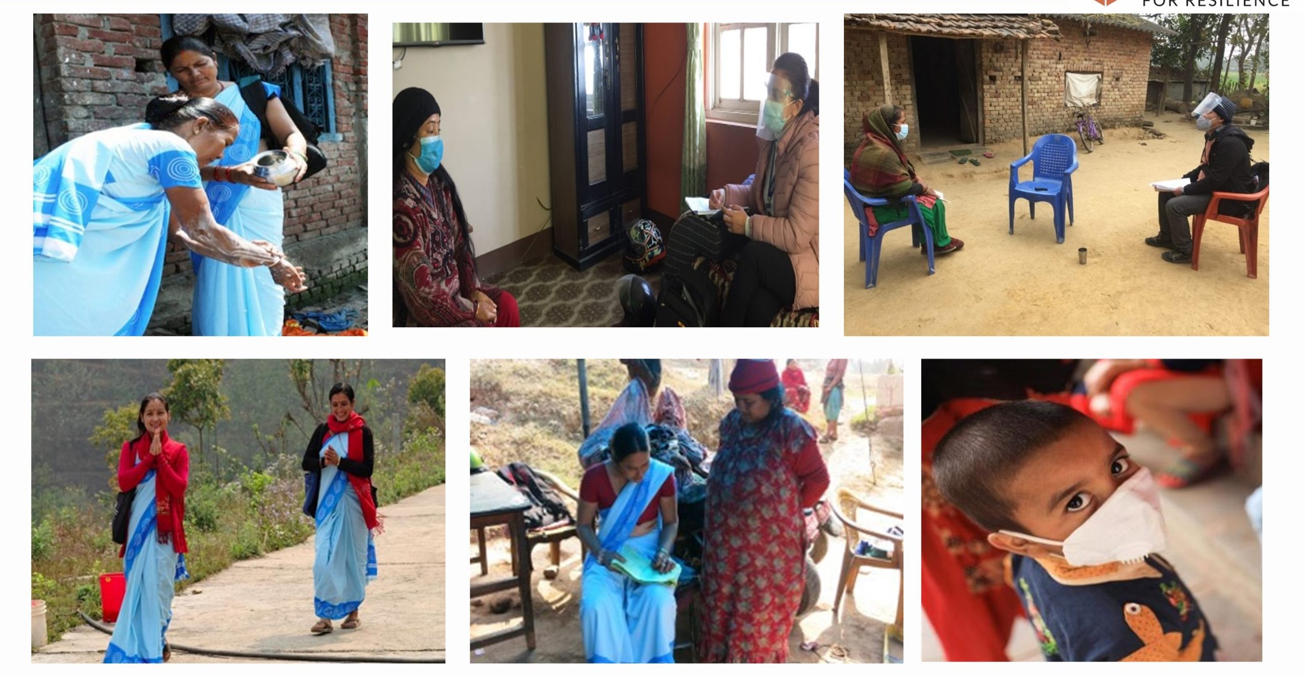 a montage of 6 images showing community health workers active in Nepal