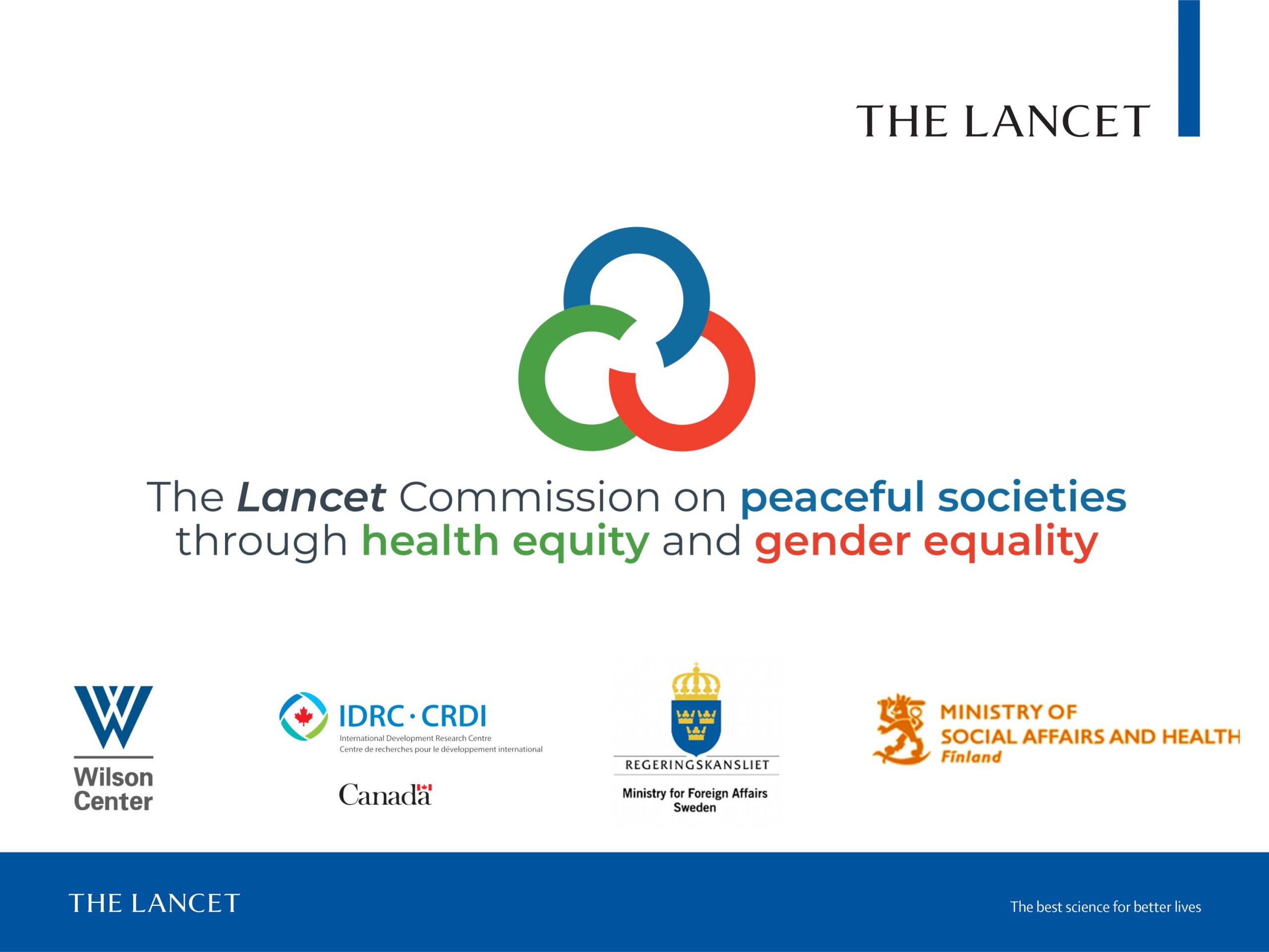 Title screen for the video - The Lancet Commission on Peaceful Societies through Health Equity and Gender Equality