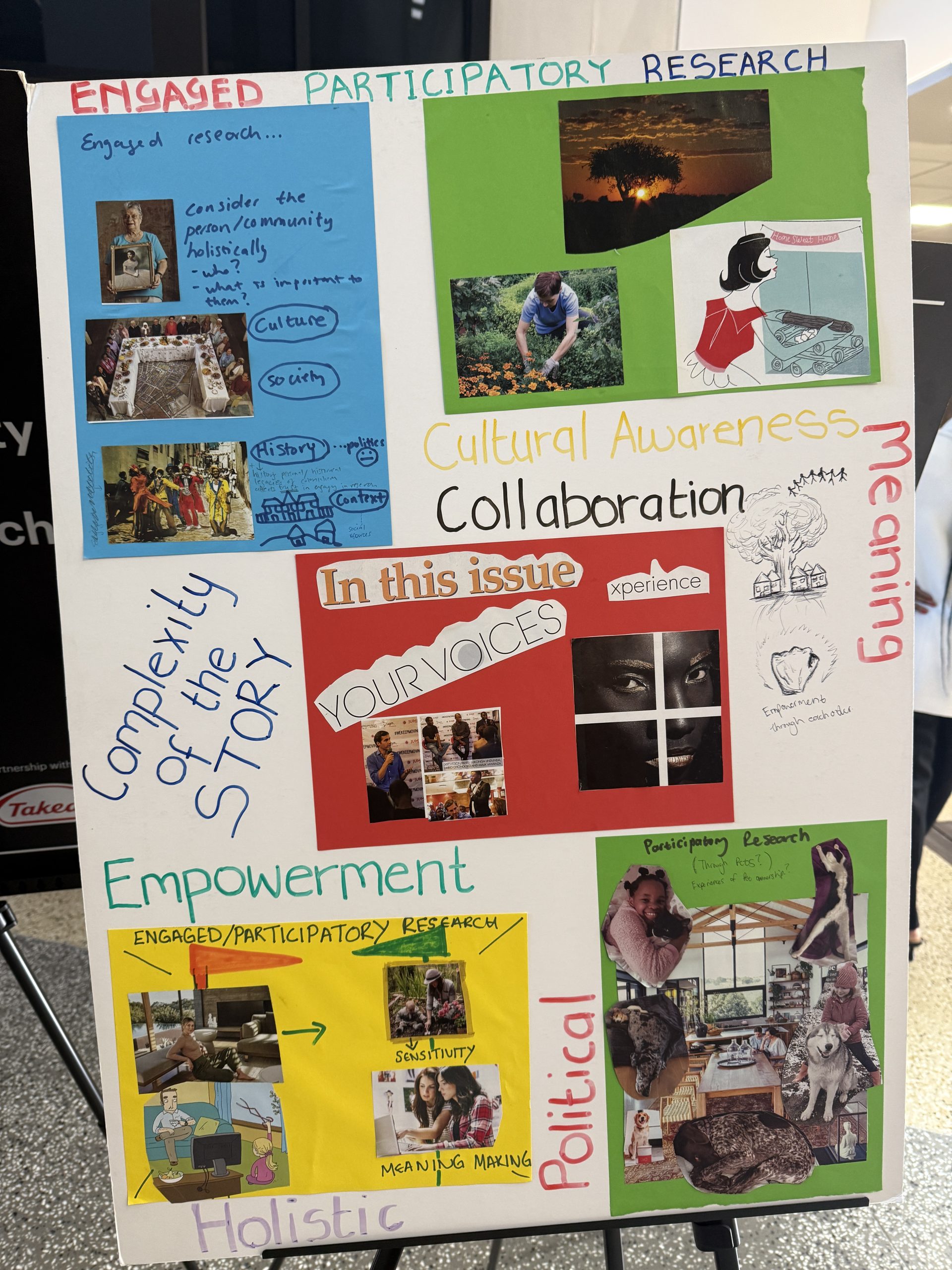 A collage on engaged participatory research, cultural awareness, collaboration, empowerment and the complexity of the story