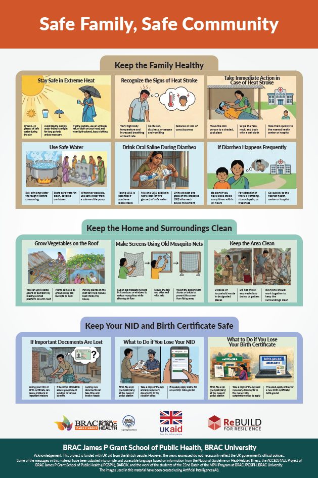 Image of a poster advising people in Bangladesh how to deal with the health impacts of the changing climate